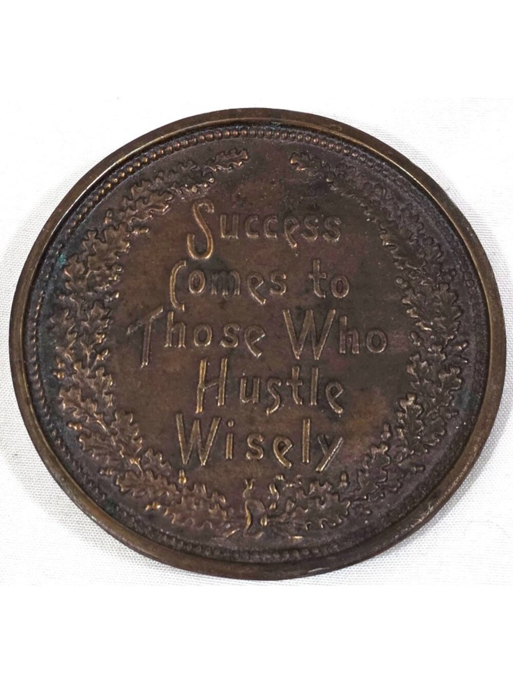 Vintage Belt Buckle SUCCESS COMES TO THOSE WHO HUSTLE WISELY round brass inspire